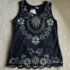 Black tank fancy top